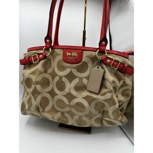 Coach Madison Op Art Sateen Kara 22344 Satchel Bag Purse Tote